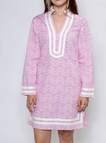 Tory tunic, long sleeve dress in Pink