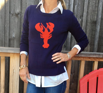 New England classic Lobster sweater NOW in XL - Pink Pineapple Shop