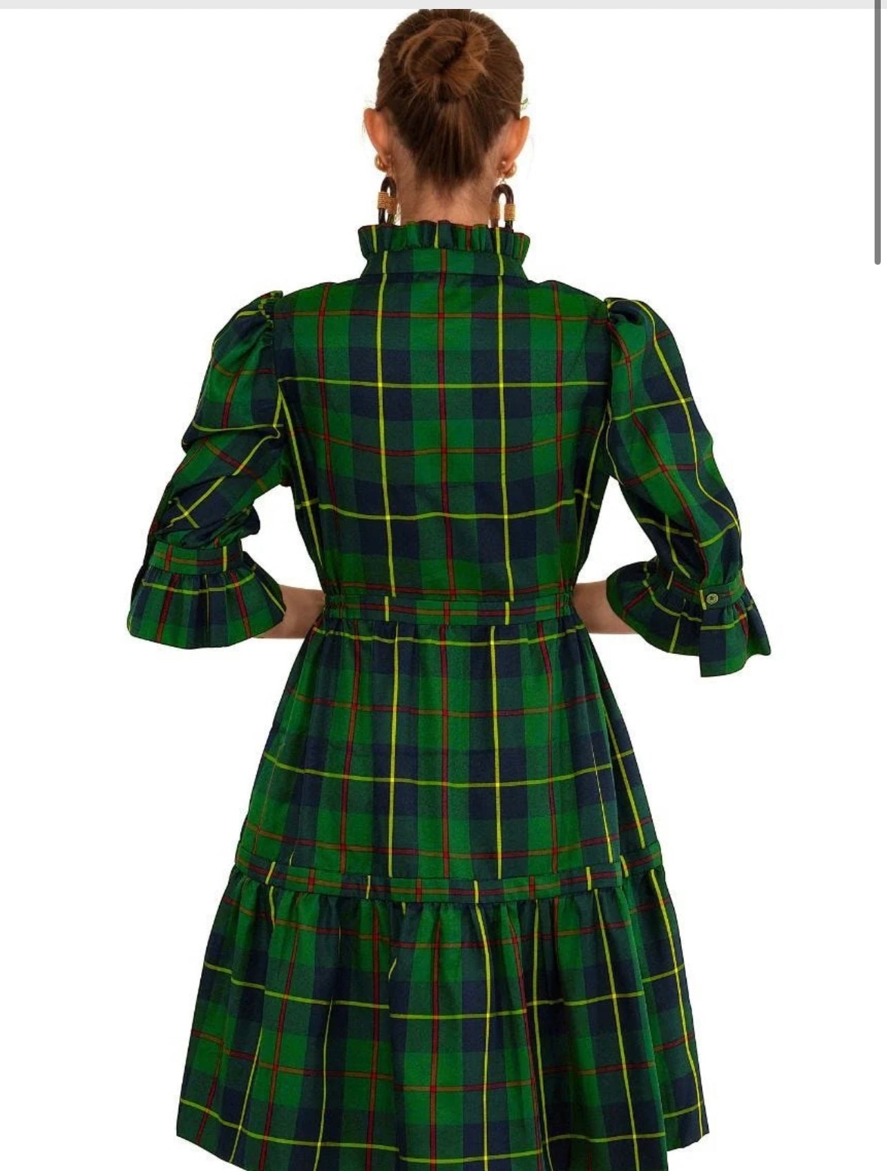 Gretchen Scott Teardrop Dress in Plaidly Cooper in Green Plaid