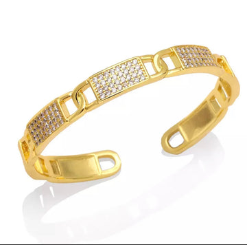 Gold crystal buckle adjustable cuff