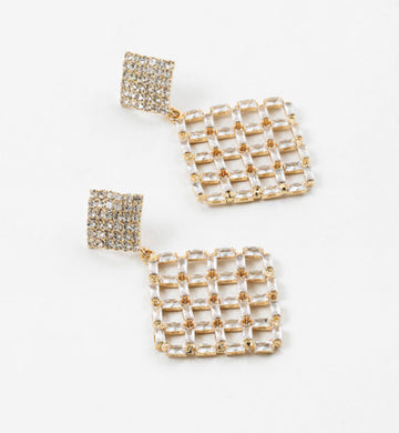 Double Square Crystal Post Earrings