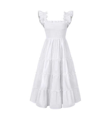 Lazy afternoon White smocked dress