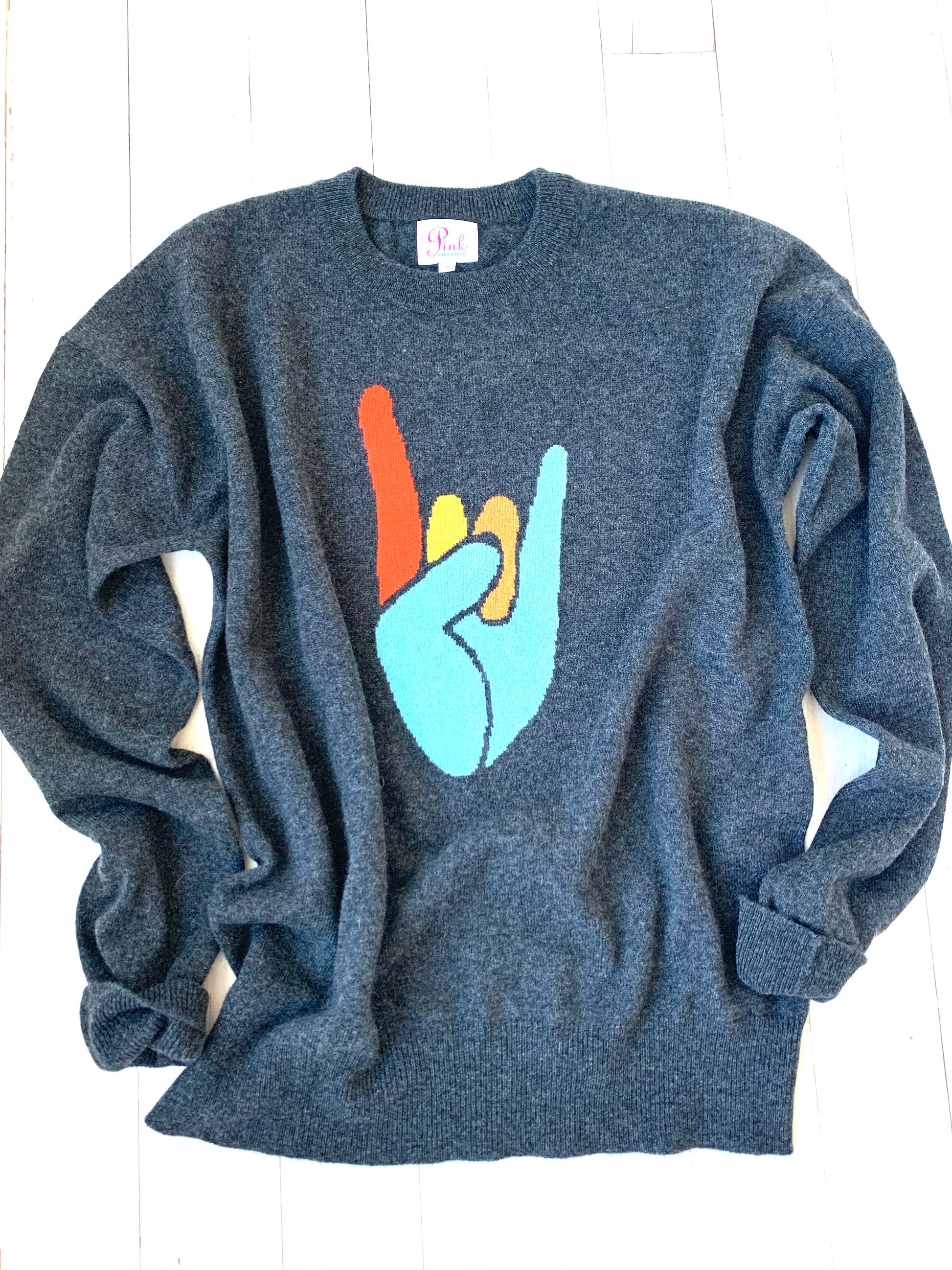 Rock and Roll / Devil sign 100% cashmere