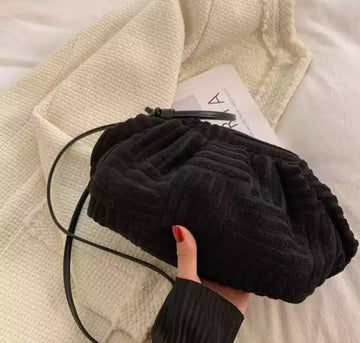 Borssa cotton terry black pouch clutch