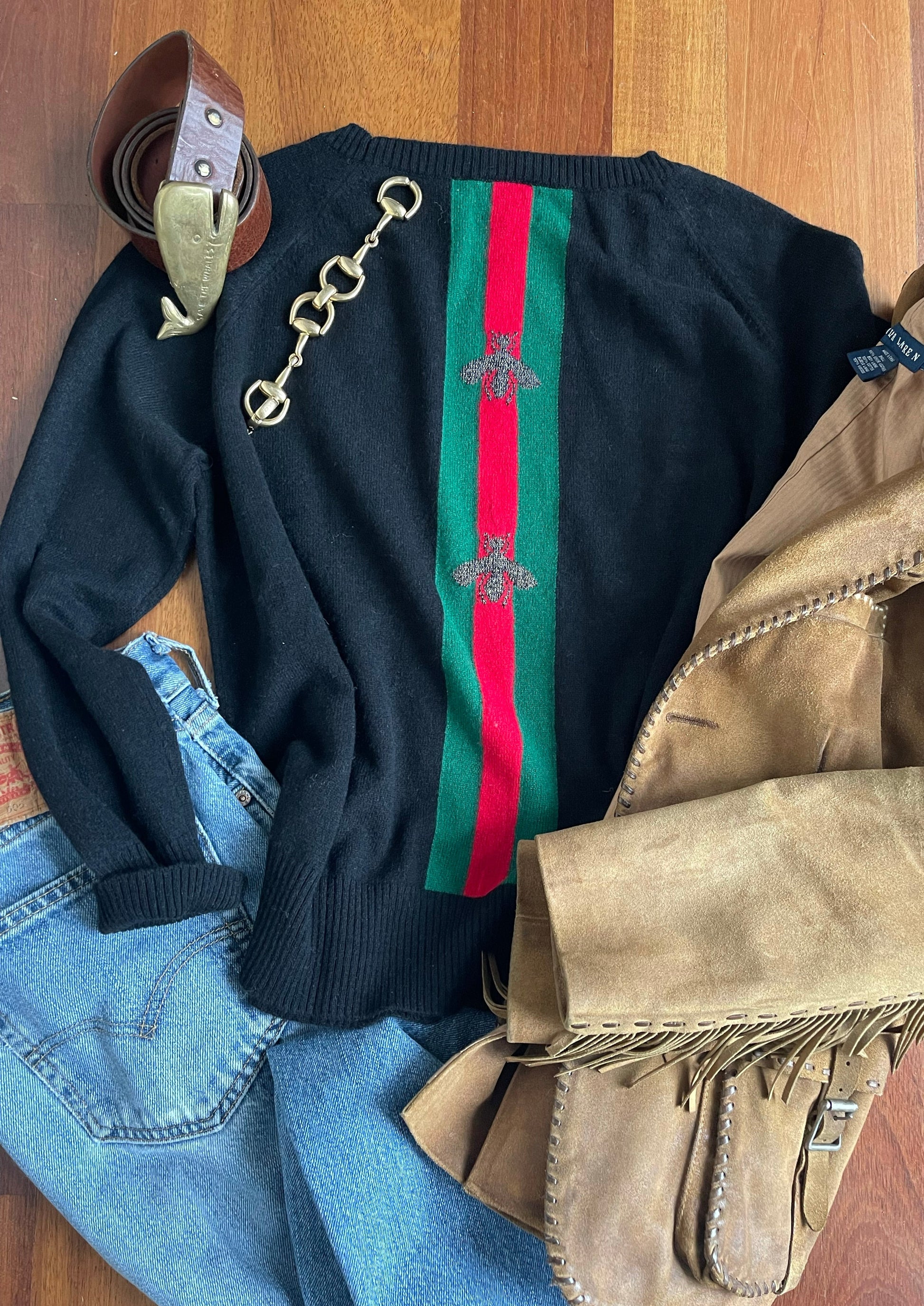 Classic Striped Black Cashmere Sweater | Pink Pineapple