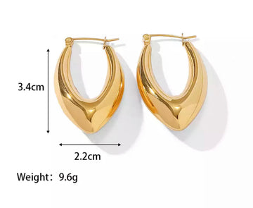 Tear drop 14 karat gold plated, stainless steel earrings